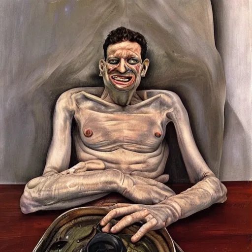 Prompt: high quality high detail painting by lucian freud, hd, a happy futuristic alien, photorealistic lighting