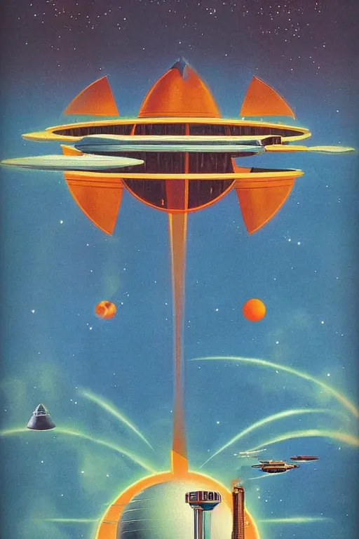 Image similar to 7 0 s travel poster for an extraterrestrial system destination, chris moore