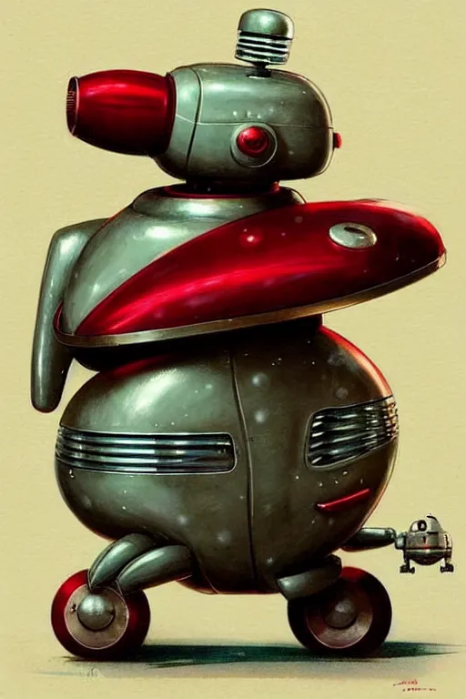 Prompt: ( ( ( ( ( 1 9 5 0 s retro future android robot fat robot mouse wagon. muted colors., ) ) ) ) ) by jean - baptiste monge,!!!!!!!!!!!!!!!!!!!!!!!!! red