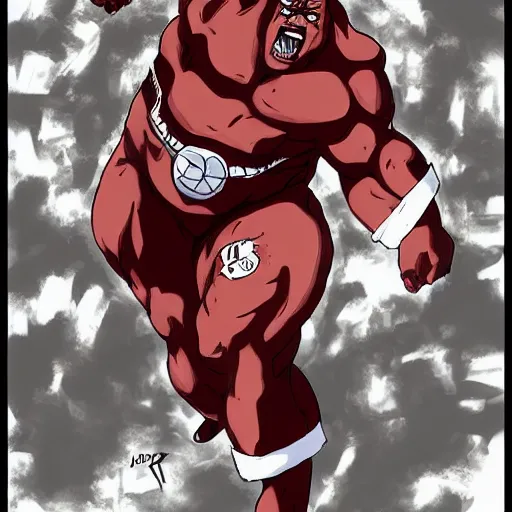 Prompt: The Notorious BIG as the colossal titan from the manga Attack on Titan, by Sandoval-Art on DeviantArt