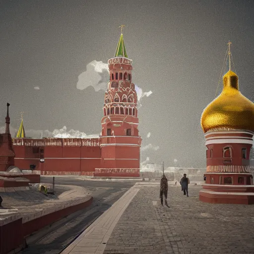 Prompt: Nuke is about to hit Moscow Kremlin, detailed art, realistic, octane render, trending on artstation