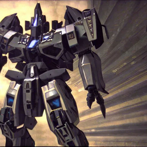 Prompt: cinematic still in ps 5 armoredcore 6, one slim full body ornate armored core by fujioka kenki and by mamoru nagano,