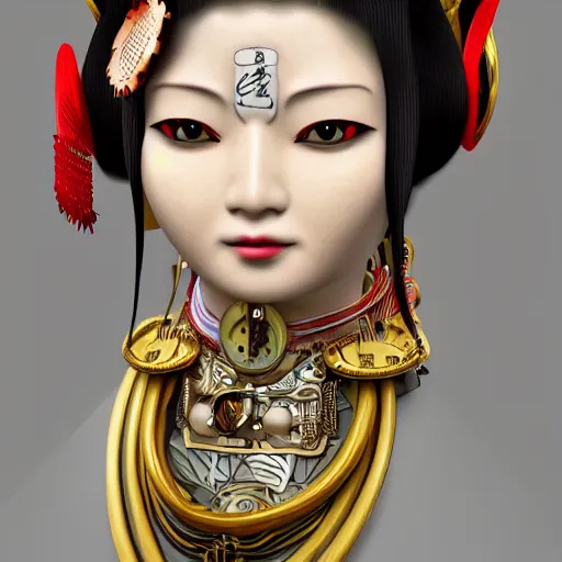 Prompt: hi resolution geisha portrait yasutomo oka steampunk 8 k ultrarealistic