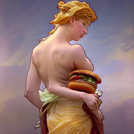 Image similar to beautiful lifelike award winning marble statueof big mac hamburgers trending on art station artgerm greg rutkowski alphonse mucha museum quality cinematic atmospheric