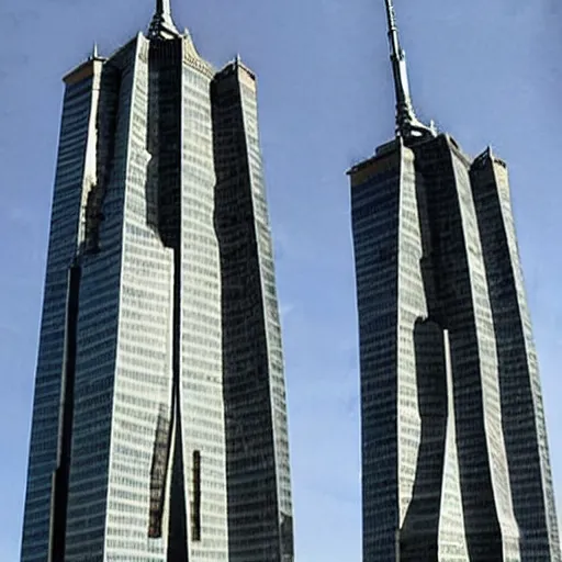 Image similar to the twin towers giant robots