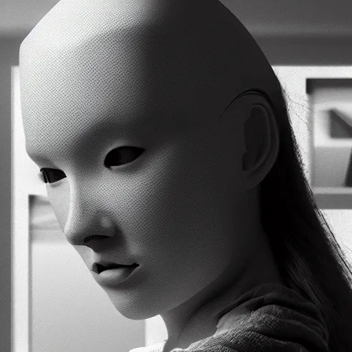 Image similar to “woman with multiple cctv camera head, cgi render, photorealistic, cinematic”