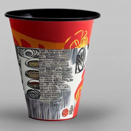 Prompt: cup ramen, packaging designed by robert rauschenberg