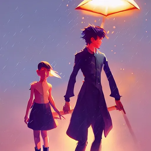 Image similar to hero world singing in the rain, behance hd by jesper ejsing, by rhads, makoto shinkai and lois van baarle, ilya kuvshinov, rossdraws global illumination