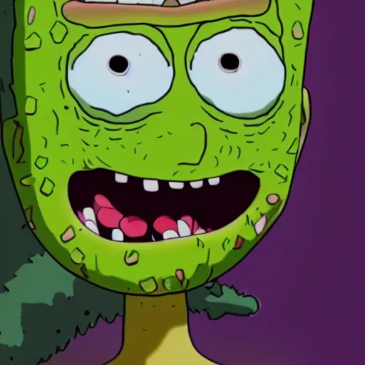 Prompt: realistic portrait of pickle rick from rick and morty as pickle