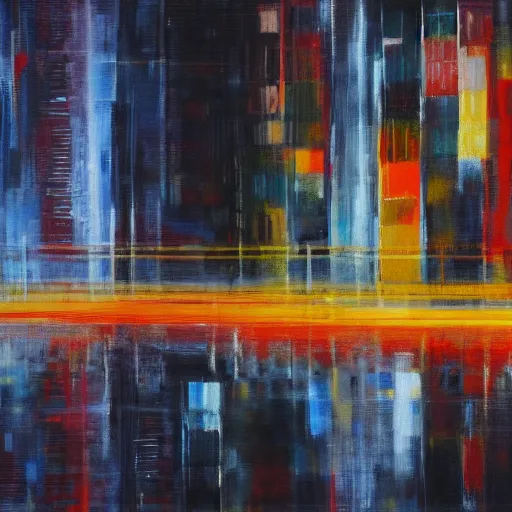 Prompt: an abstract picture of a city at night, an ultrafine detailed painting by gerhard richter, shutterstock contest winner, american scene painting, cityscape, oil on canvas, nightscape, 8 k