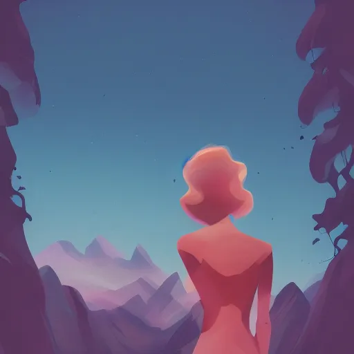 Prompt: photo of woman outside inspired by lois van baarle, background mountains, 8 k