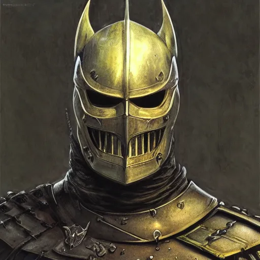 Prompt: the dark souls knight as a realistic fantasy character, closeup portrait art by donato giancola and greg rutkowski, vintage retro, realistic face, digital art, trending on artstation, skull helmet, symmetry!!