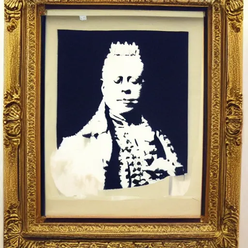 Image similar to individual furry king george iii silk screen portrait banksy style