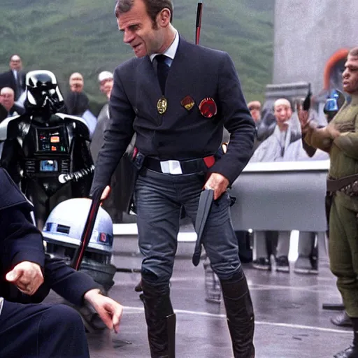 Prompt: Emmanuel Macron in Star Wars (1999)