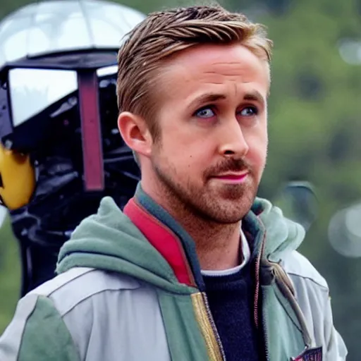 Prompt: ryan gosling piloting a gundam