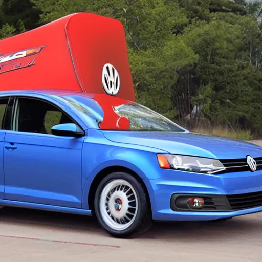 Prompt: lightning mcqueen is a volkswagen jetta