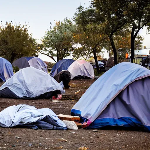 Image similar to homeless person luxury encampment