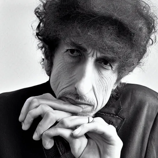 Prompt: bob dylan with cat eyes and whiskers and a pig nose