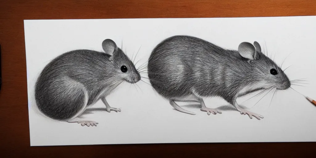 Image similar to a beautiful pencil drawing of one cartoon mouse; masterpiece; extremely highly detailed; ultra-realistic; trending on artstation