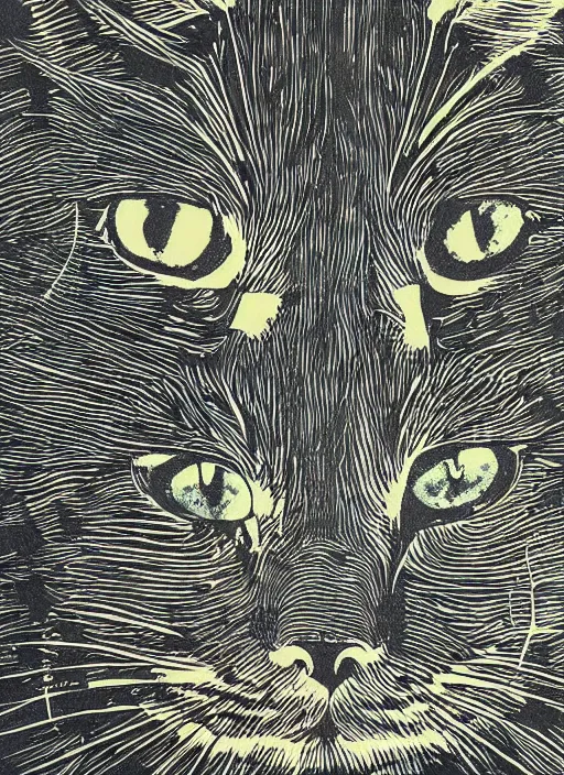 Image similar to cat woodcut print by Samuel Jessurun de Mesquita