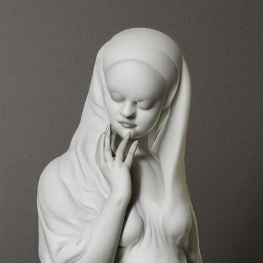 Image similar to doja cat carrara marble statue in the style of the veiled queen by Giovanni Strazza