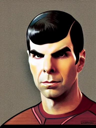 Image similar to : ZACHARY QUINTO SPOCK fanart + MS PAINT + art by J.C. LEYENDECKER + 4K UHD IMAGE + STUNNING QUALITY + CRAYON TEXTURE