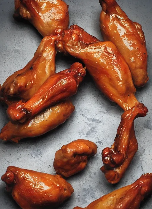 Image similar to mike tyson chicken wings and drumstick legs.