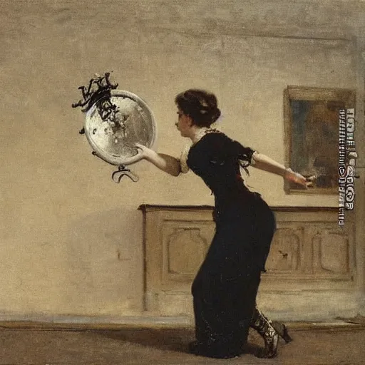 Image similar to actress rehearsing an action scene by alfred stevens