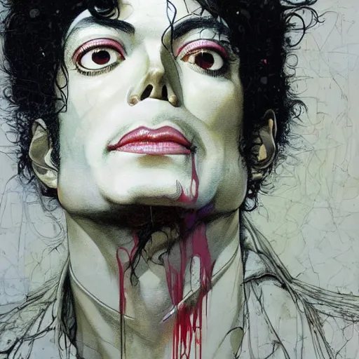 Image similar to michael jackson in the style of adrian ghenie esao andrews jenny saville surrealism dark art by james jean takato yamamoto and by ashley wood and mike mignola