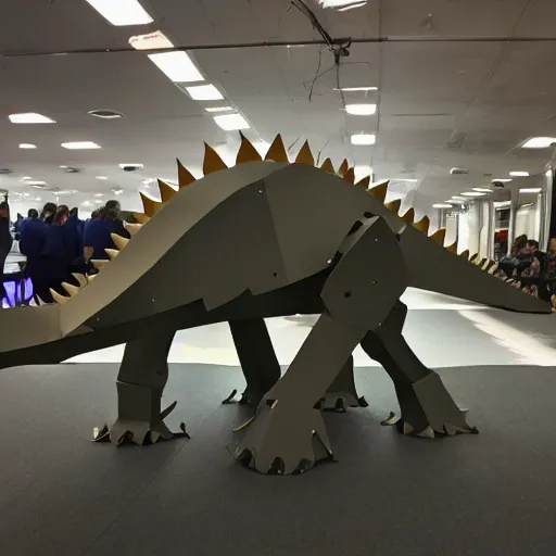 Prompt: photo of a robot stegosaurus