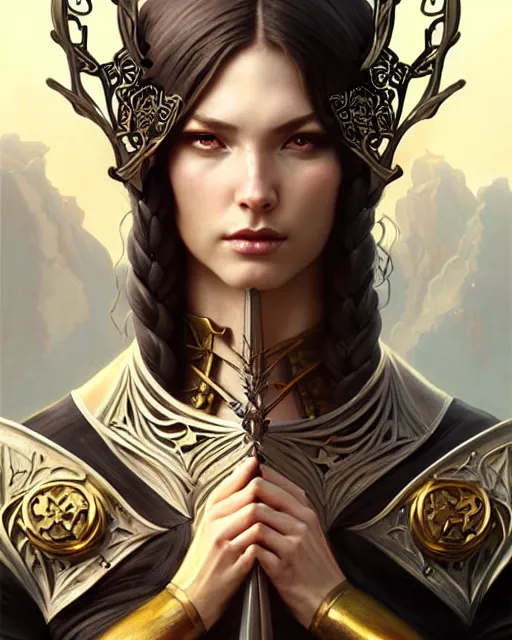 Prompt: Muscular and powerful medieval knight portrait, art nouveau, fantasy, intricate flower designs, elegant, highly detailed, sharp focus, art by Artgerm and Greg Rutkowski and WLOP