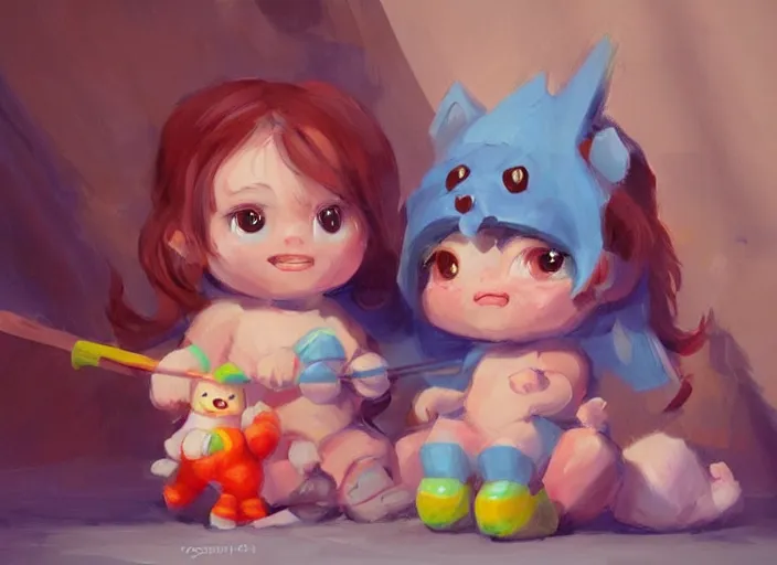 Image similar to concept art of cute candy characters, oil painting by Jama Jurabaev, extremely detailed, brush hard, artstation, for AAA game, high quality