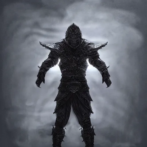 Image similar to a highly detailed digital art of a man wearing a epic shadow armor