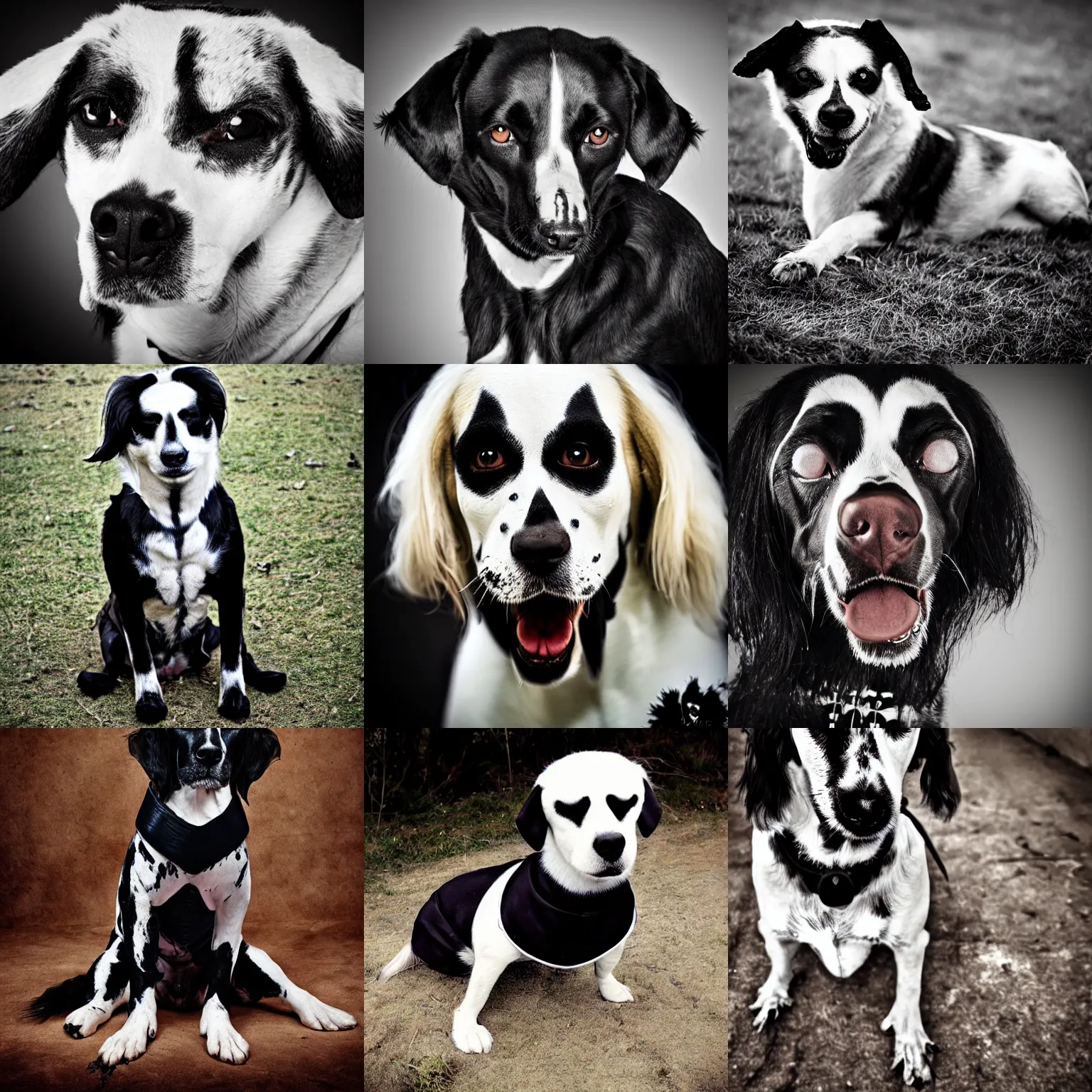 Prompt: dog with corpse paint, animal photography