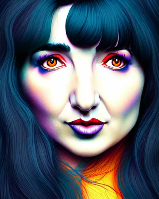 Image similar to richly detailed color illustration kate bush illustrated by artgerm and mina petrovic and timothy kong and marina federovna. 3 d shadowing