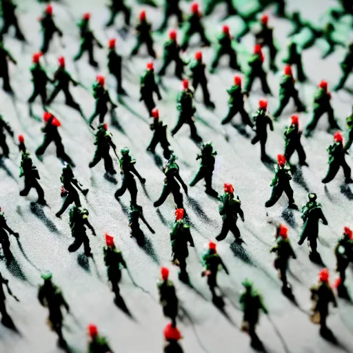 Image similar to a photo of Plastic toy soldiers in a a battle