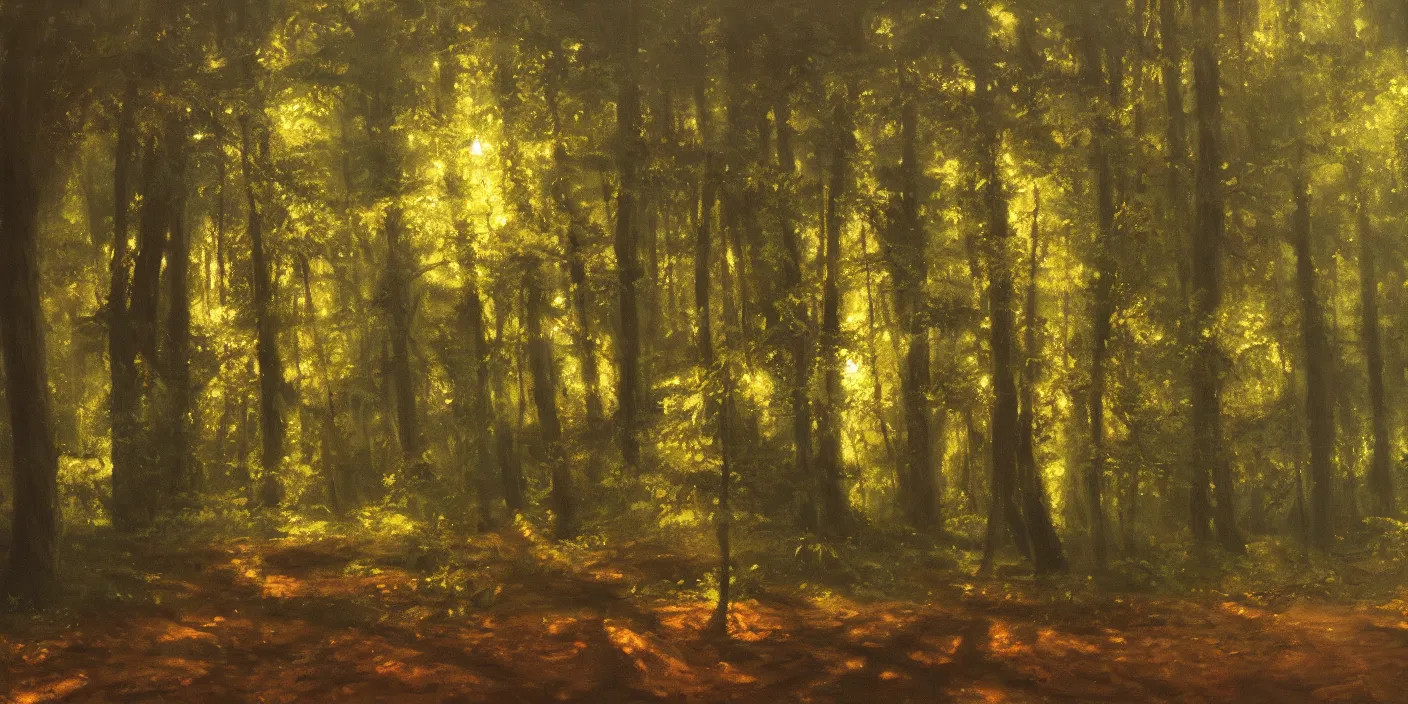 Prompt: a forest, cinematic lighting, detailed oil painting, realistic, hyperrealistic, 8k