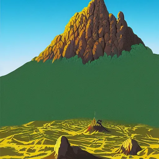 Prompt: illustration of the mountain by guy billout