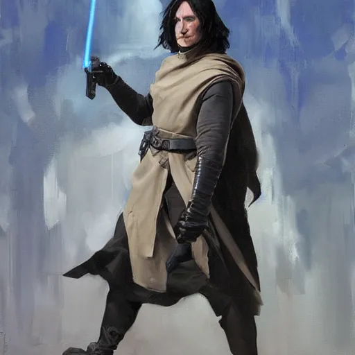 Image similar to greg manchess portrait painting of partially armored severus snape as overwatch character, medium shot, asymmetrical, profile picture, organic painting, sunny day, matte painting, bold shapes, hard edges, street art, trending on artstation, by huang guangjian and gil elvgren and sachin teng