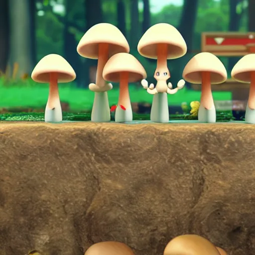 Image similar to mushroom people, nintendo switch, sentient fungus, mushroom cap, cute, funny, 8 k render, high - definition