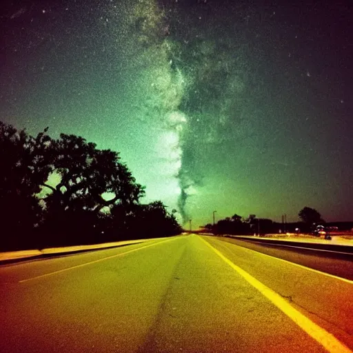 Prompt: “Texas road at night”