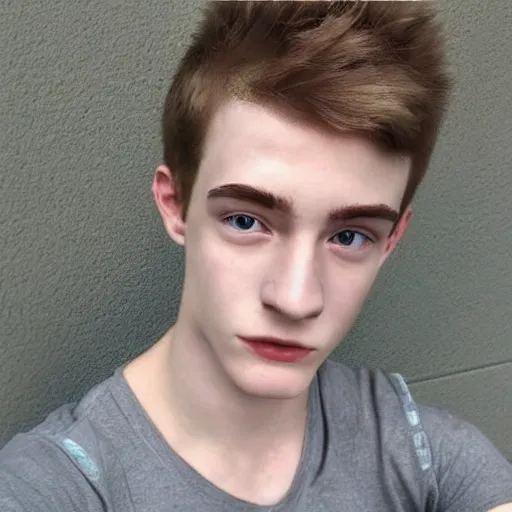 Image similar to “a realistic detailed photo of a guy who is an attractive humanoid who is half robot and half humanoid, who is a male android, twitch streamer Ninja Tyler Blevins, shiny skin, posing like a statue, blank stare”