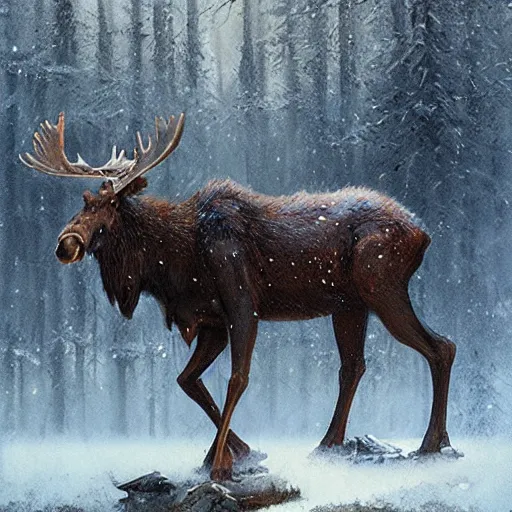 Image similar to bipedal moose by greg rutkowski