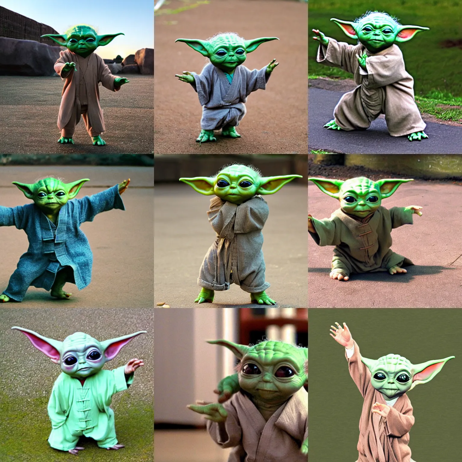 Prompt: baby yoda doing tai chi