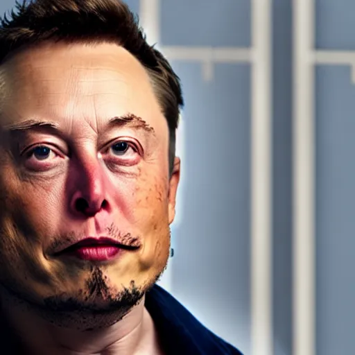 Image similar to elon musk as a rough dirty old man with a scruffy beard in a dark blue trenchcoat as the new doctor who, cinematic, volumetric lighting, f 8 aperture, cinematic eastman 5 3 8 4 film, photorealistic