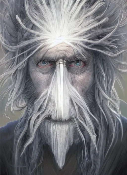 Image similar to Portrait of Prime Minister Scott Morrison, white glowing eyes, silver shaggy hair, cloak, ethereal wings, male, fantasy, extremely detailed, digital painting, artstation, concept art, smooth, sharp focus, illustration, stunning lighting, art by artgerm and greg rutkowski and alphonse mucha and simon stalenhag, realistic character concept, high fantasy, light atmosphere, golden ratio, cinematic lighting, hyperdetailed, high resolution, insanely detailed and intricate, artstation, Marc Simonetti, Greg Rutkowski, 8k