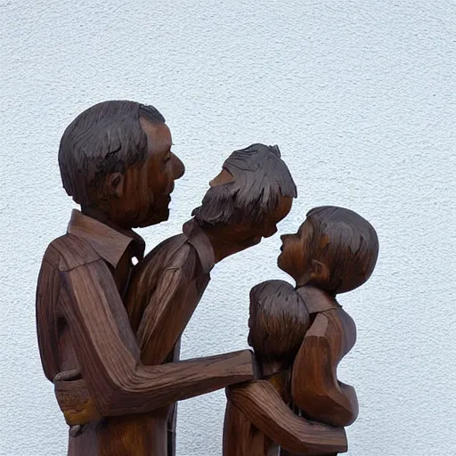 Image similar to Sculpture wooden of a father guiding his daughter