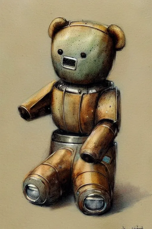 Image similar to ( ( ( ( ( 1 9 5 0 s retro science fiction cute robot teddy bear. muted colors. ) ) ) ) ) by jean - baptiste monge!!!!!!!!!!!!!!!!!!!!!!!!!!!!!!