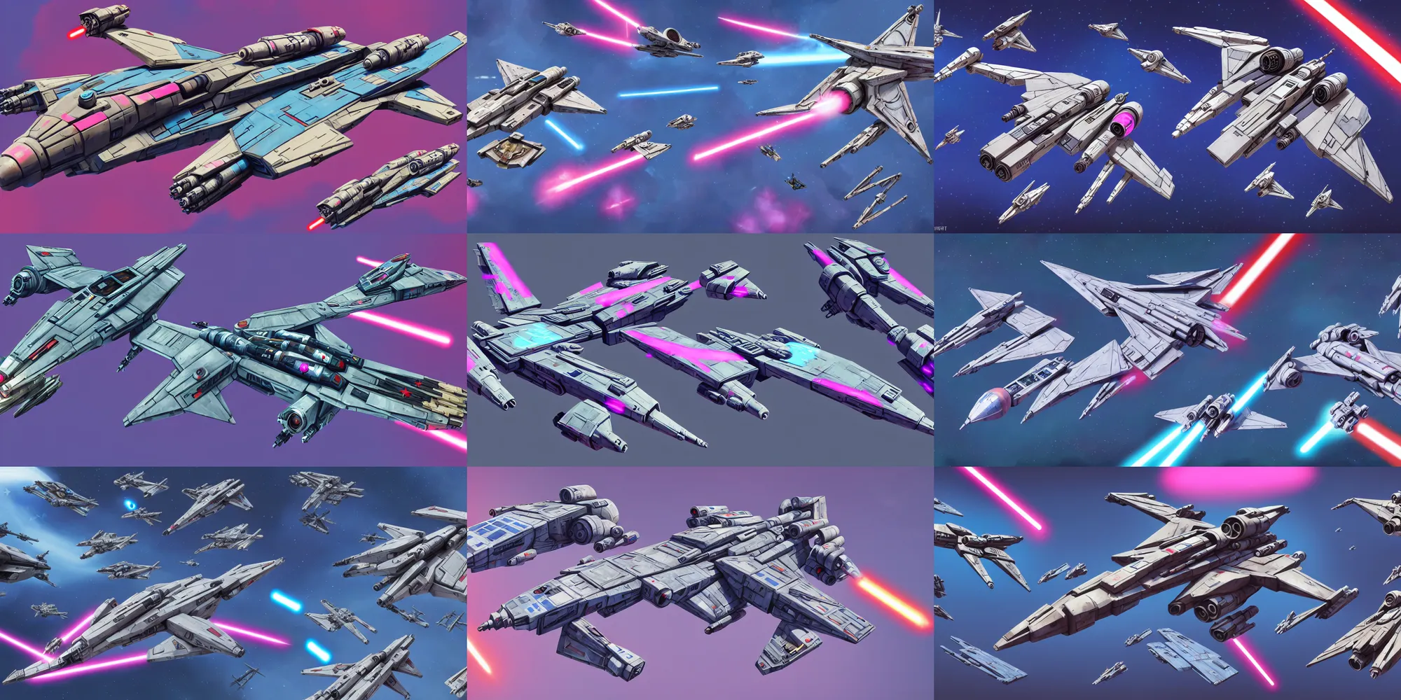 Prompt: game asset of star wars starfighter and vehicles, in gouache detailed paintings, props, stylized, 2 d sprites, kitbash, arcane, overwatch, blue and pink color scheme, 8 k, close up