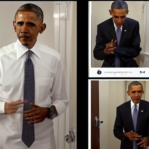 Prompt: obama caught popping on the bathroom toilet, 8K, footage